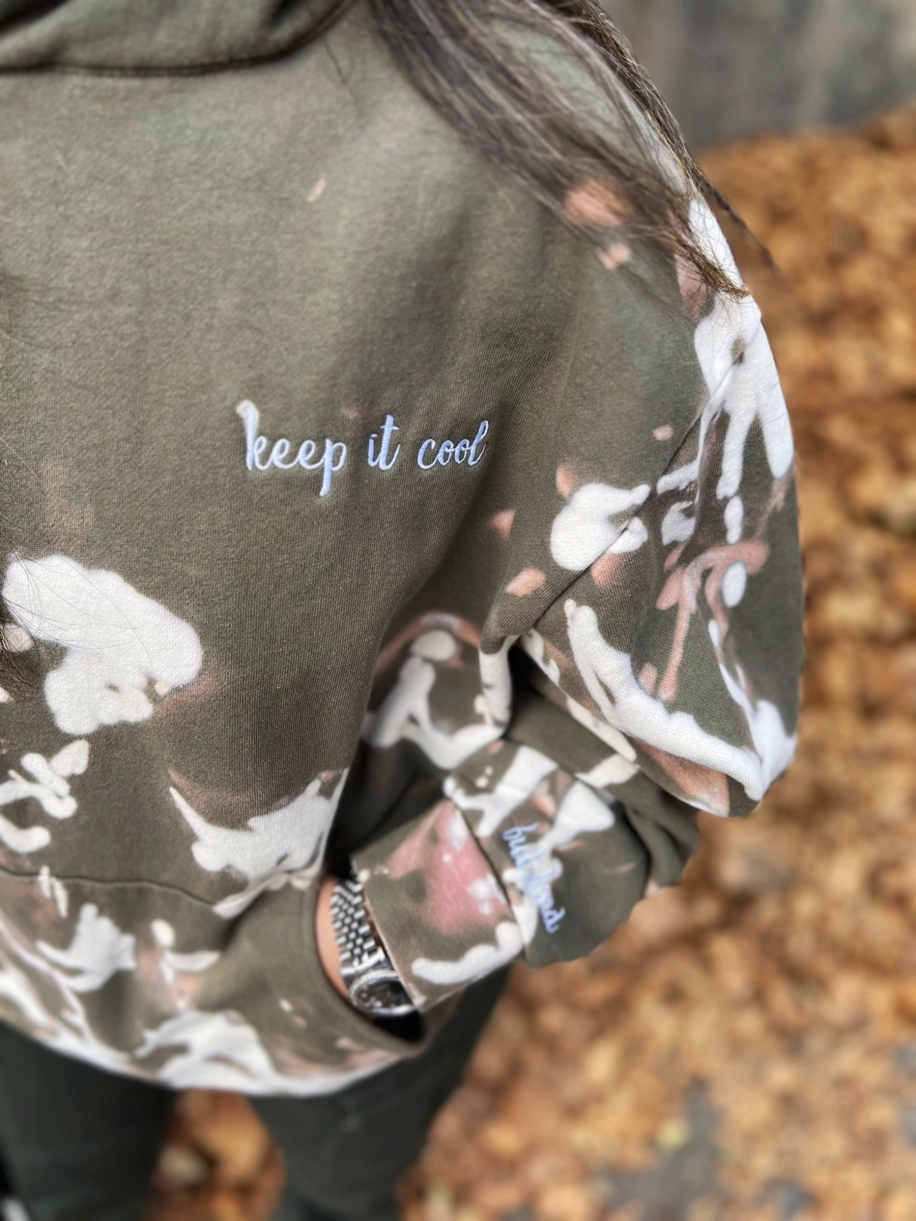 Olive Green Acid Wash Hoodie