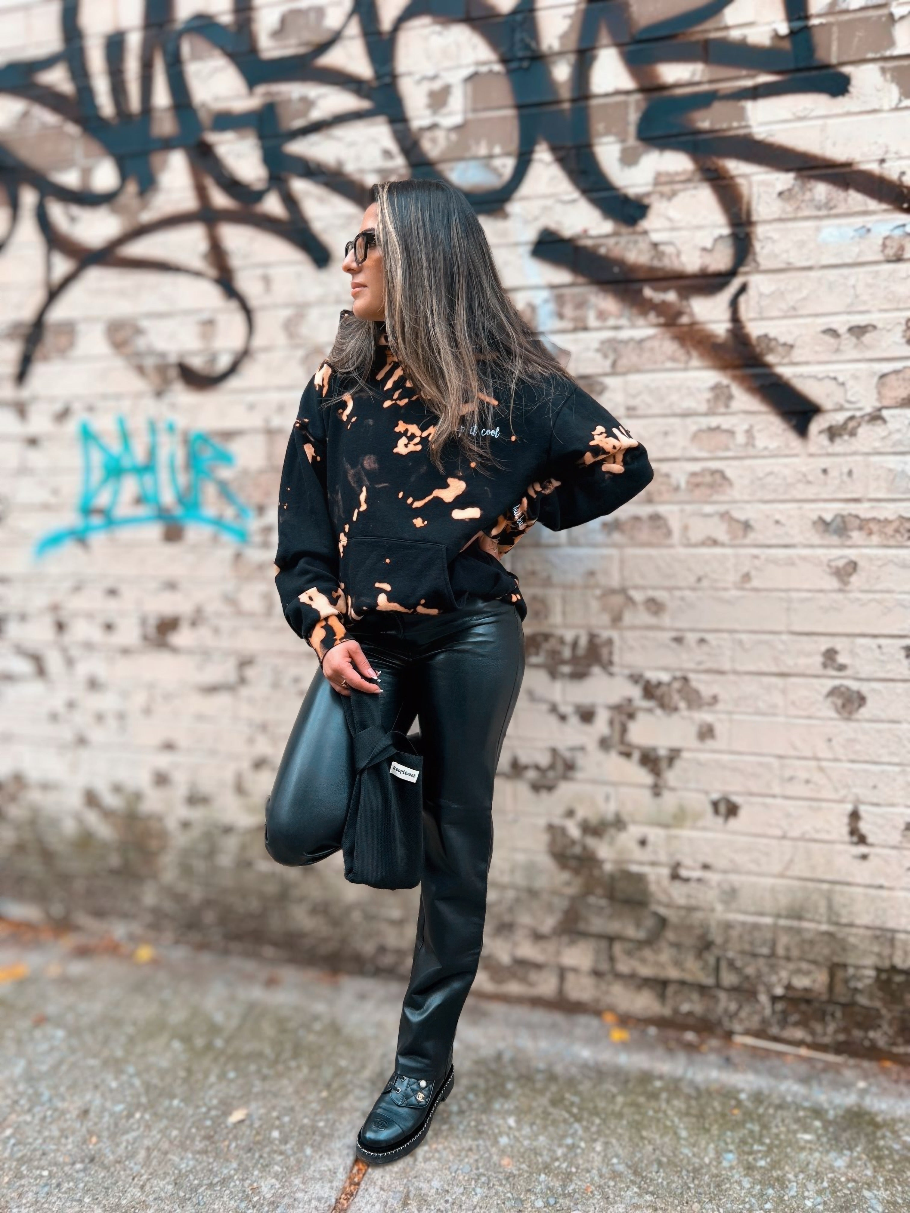 Onyx Black Acid Wash Hoodie