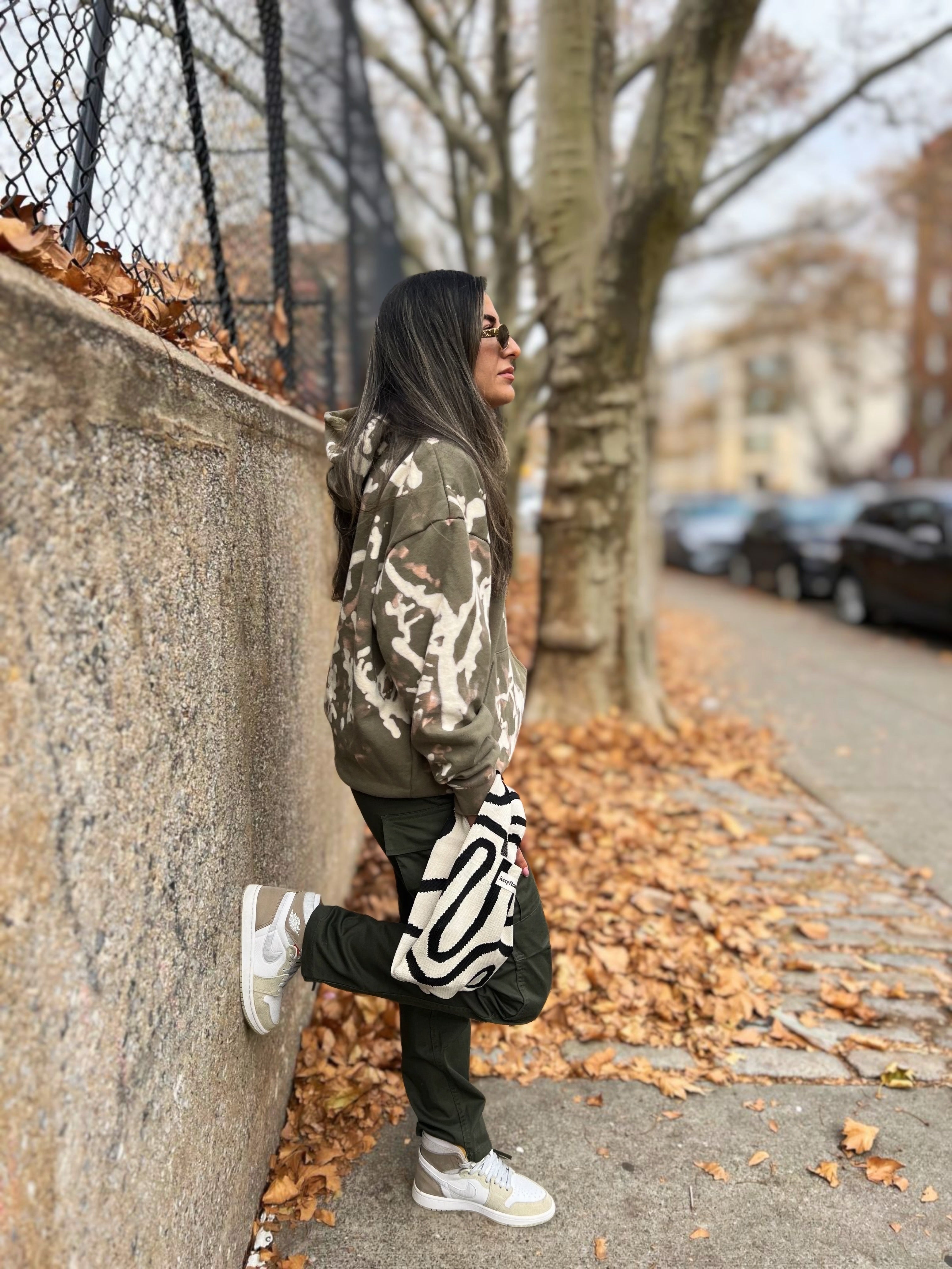 Olive Green Acid Wash Hoodie